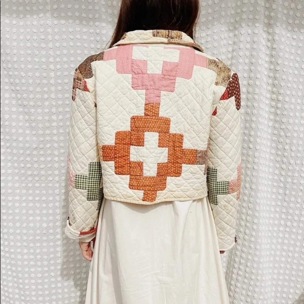 THE LUDLOW SHOP brand new rare 1800s friendship quilt crop coat small medium S/M - Picture 2 of 15